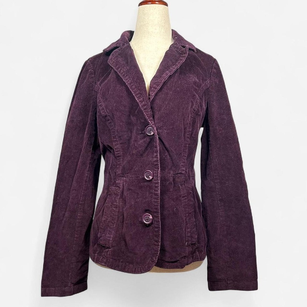 St Johns Bay Purple Corduroy Blazer Button Up Womens S Fall Whimsigoth Boho
